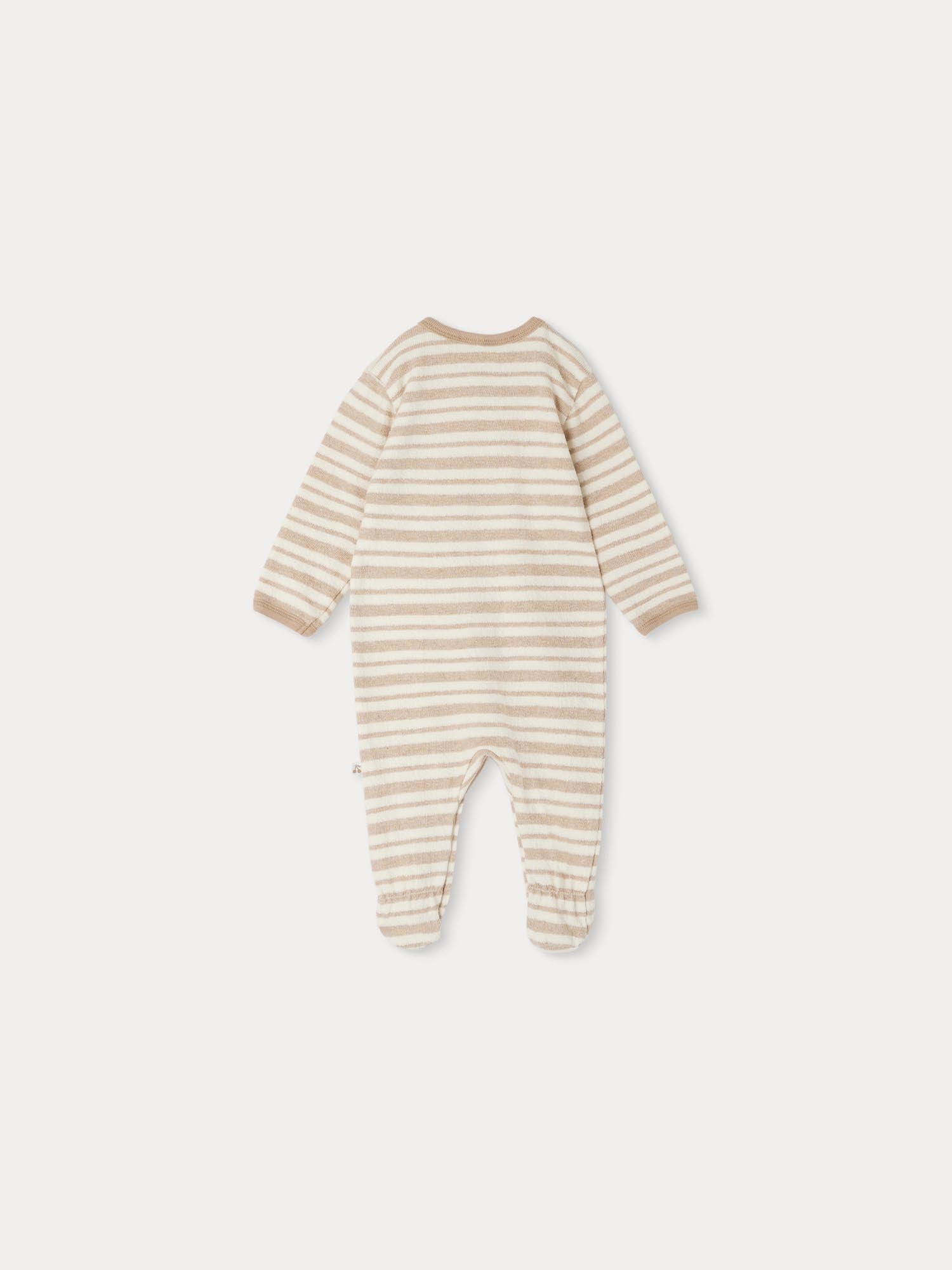 Unisex | Golfo Striped Terry Pajamas | Greyish Mauve