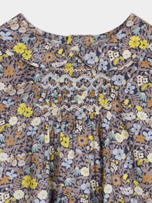 Girl | Julietti Smocked Blouse In Liberty Fabric | Slate Grey