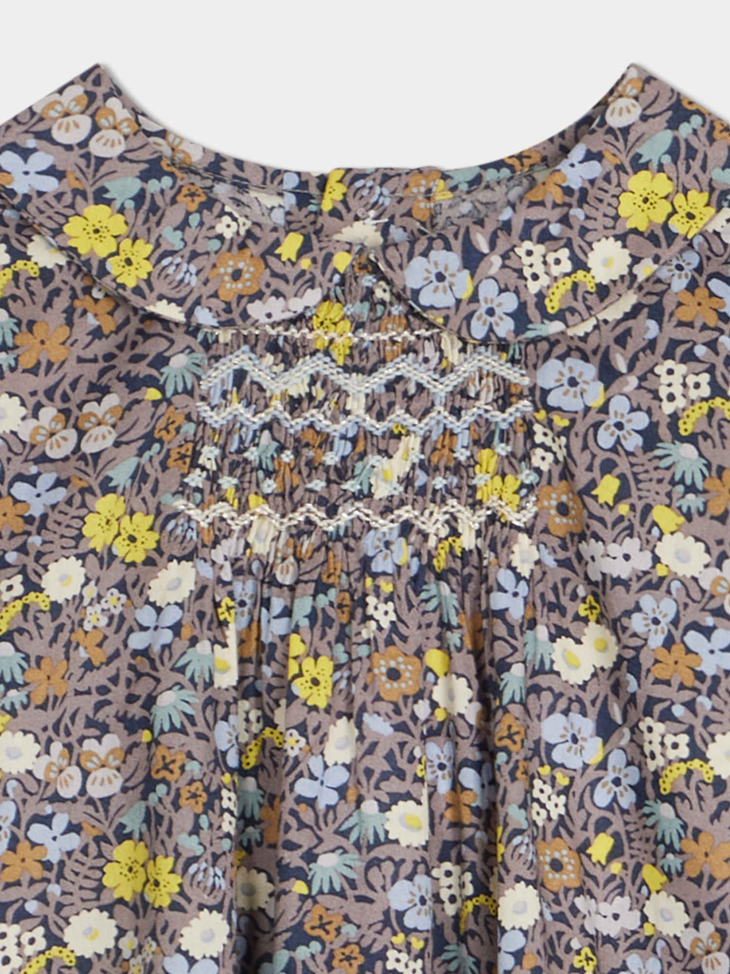 Girl | Julietti Smocked Blouse In Liberty Fabric | Slate Grey
