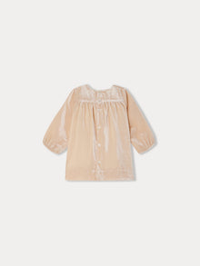 Girl | Félicie Smocked Dress In Silk Velvet | Camellia Pink