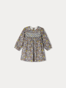 Girl | Tamsin Baby Smocked Dress In Liberty Fabric | Slate Gray