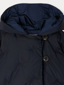 Girl | Bonno Midnight Blue Puffer Jacket With Embroidery | Midnight Blue
