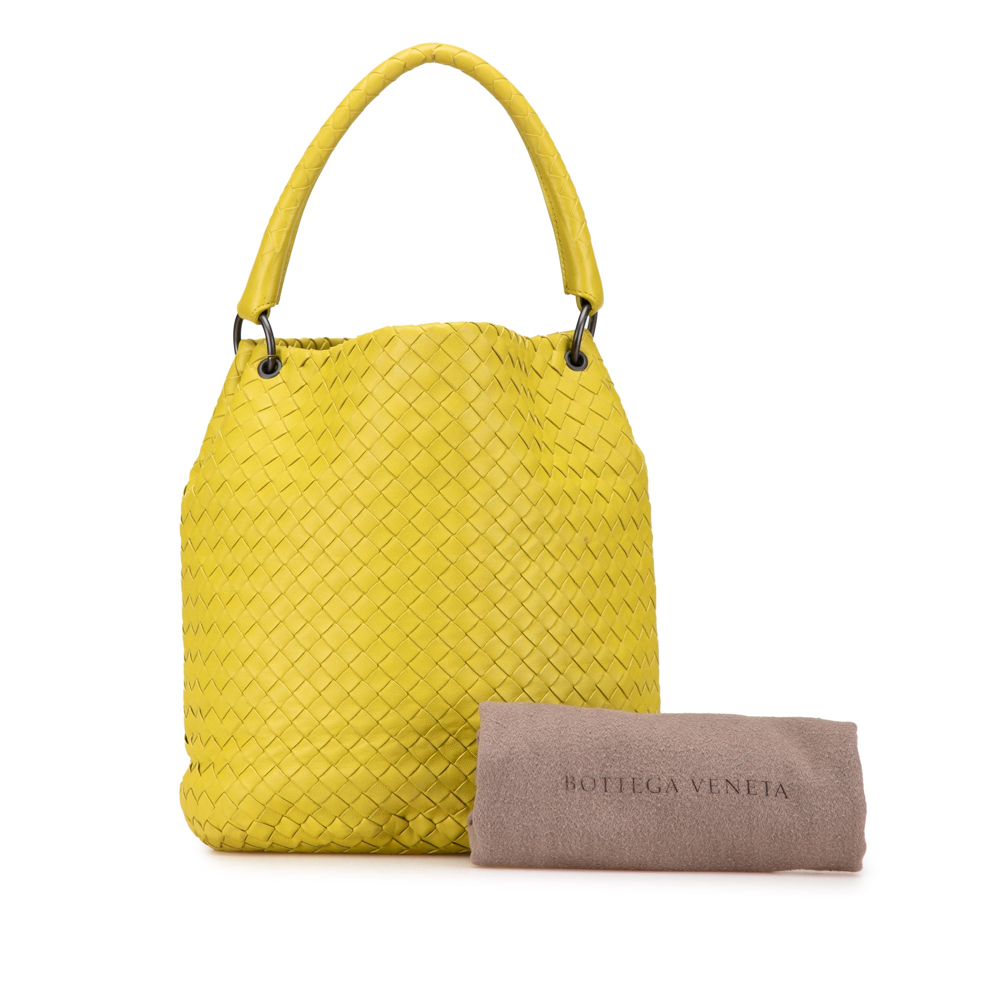 Bottega Veneta | Pre-Owned Nappa Intrecciato Bucket Bag | Yellow