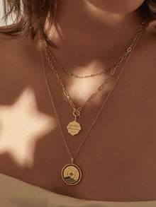 Milky Way Spinning Necklace | 5A Grade Cubic Zirconia/Enamel | 14K Gold Plated Brass