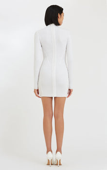 Velvet Micro Stitch Mini Dress | Alabaster