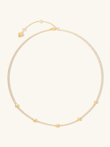 Heart Pave Petite Tennis Necklace | 5A Grade Cubic Zirconia | 14K Gold Vermeil