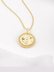 Milky Way Spinning Necklace | 5A Grade Cubic Zirconia/Enamel | 14K Gold Plated Brass