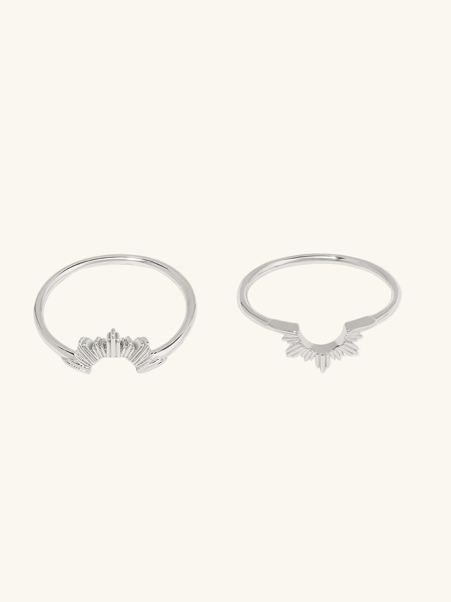 Sunseeker Ring Set | Silver Rhodium Plated Brass