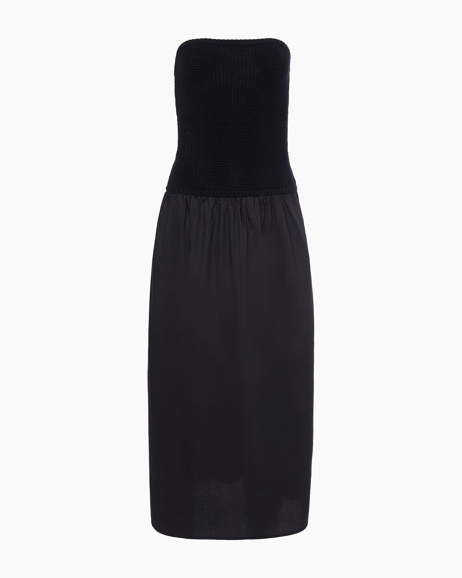 Womens | Crochet Knit Poplin Maxi Dress | Black