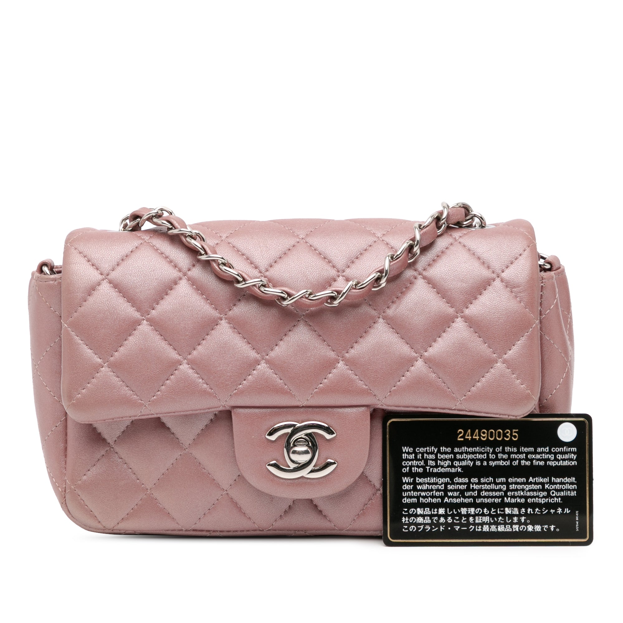 Chanel | Pre-Owned Mini Rectangular Classic Iridescent Lambskin Single Flap | Pink