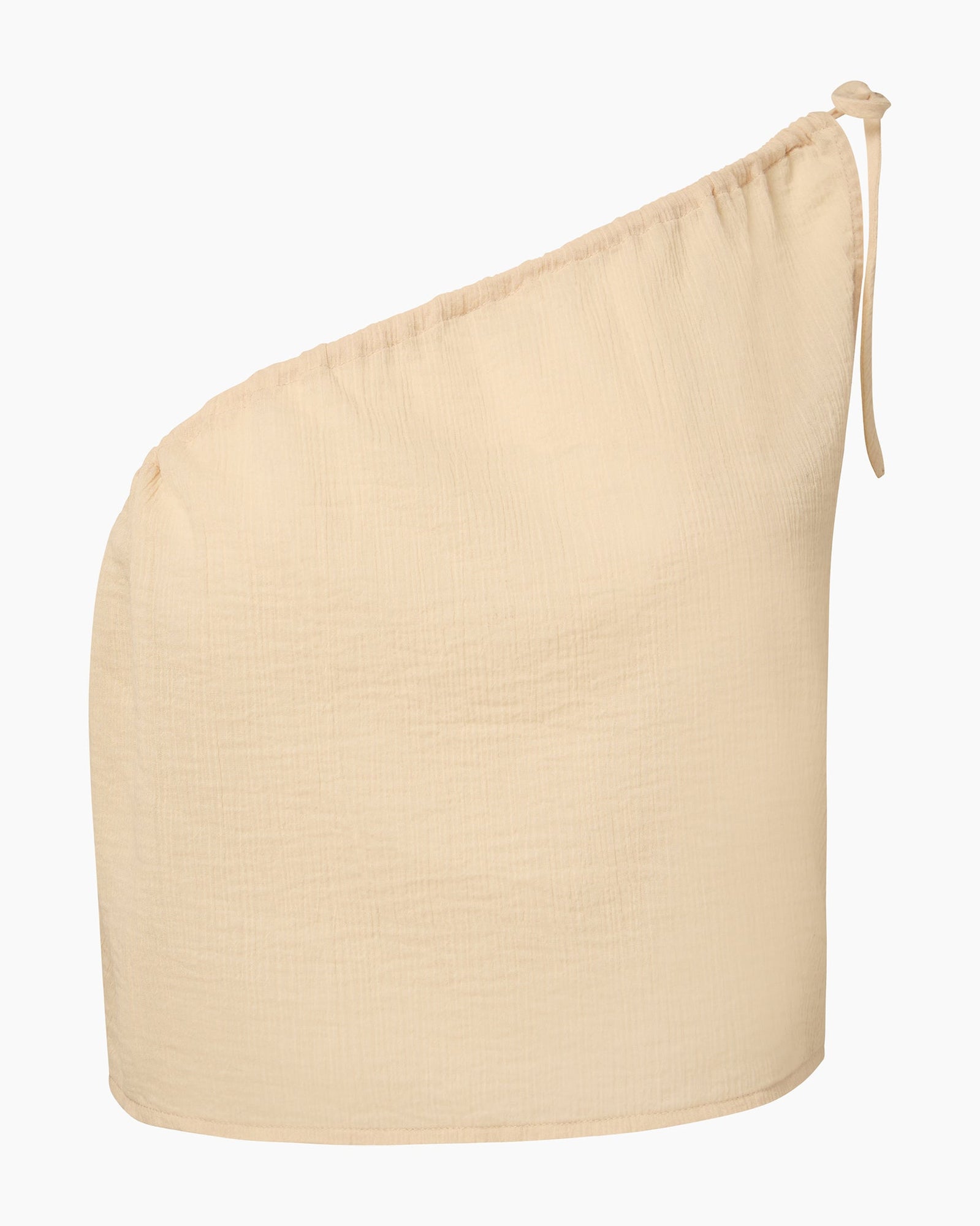 Womens | Crinkle Gauze One-shoulder Top | Sandshell