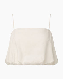 Womens | Air Linen Bubble Crop Top | White