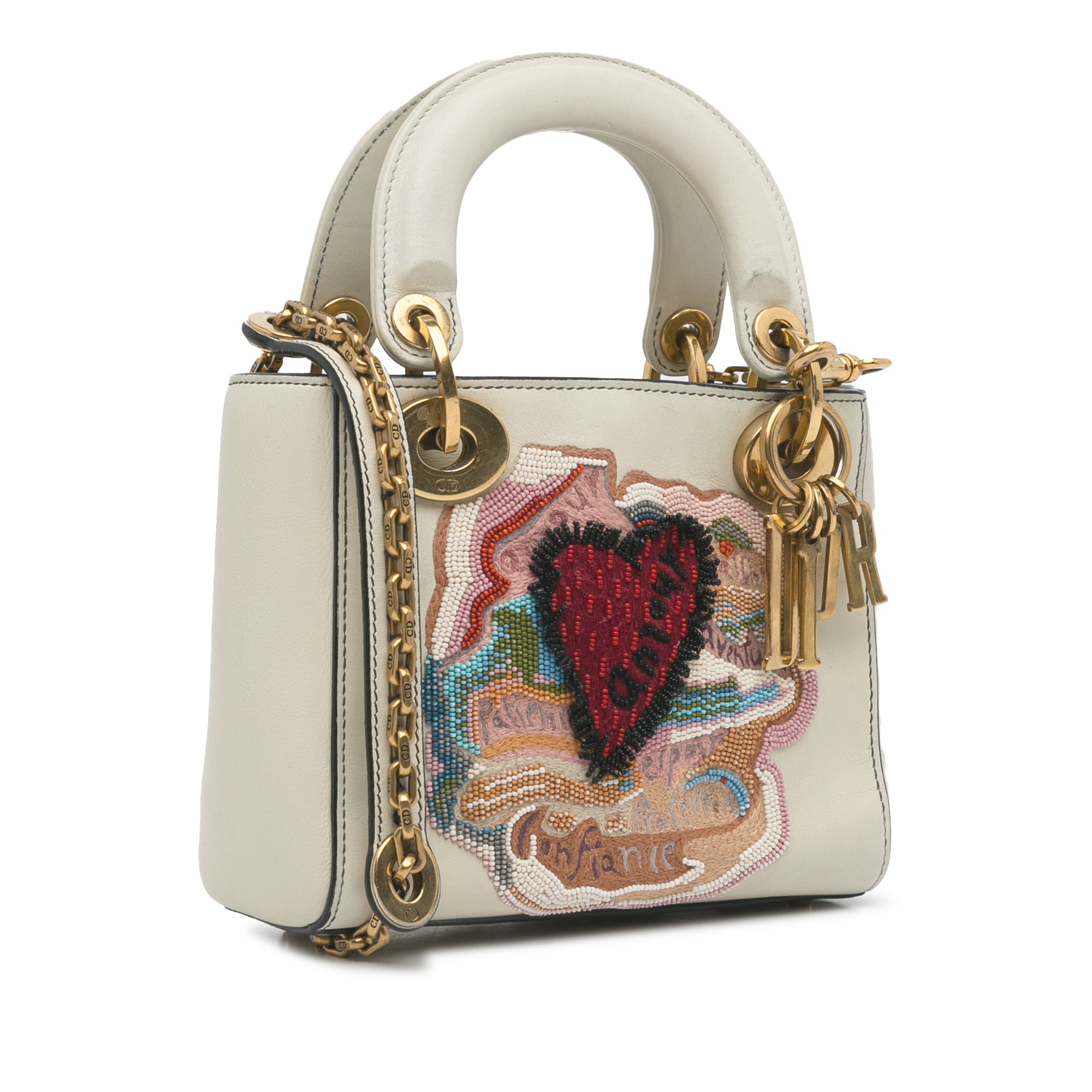 Dior | Pre-Owned Niki De Saint Phalle Mini Calfskin Dioramour Lady (Embroidered) - I | White
