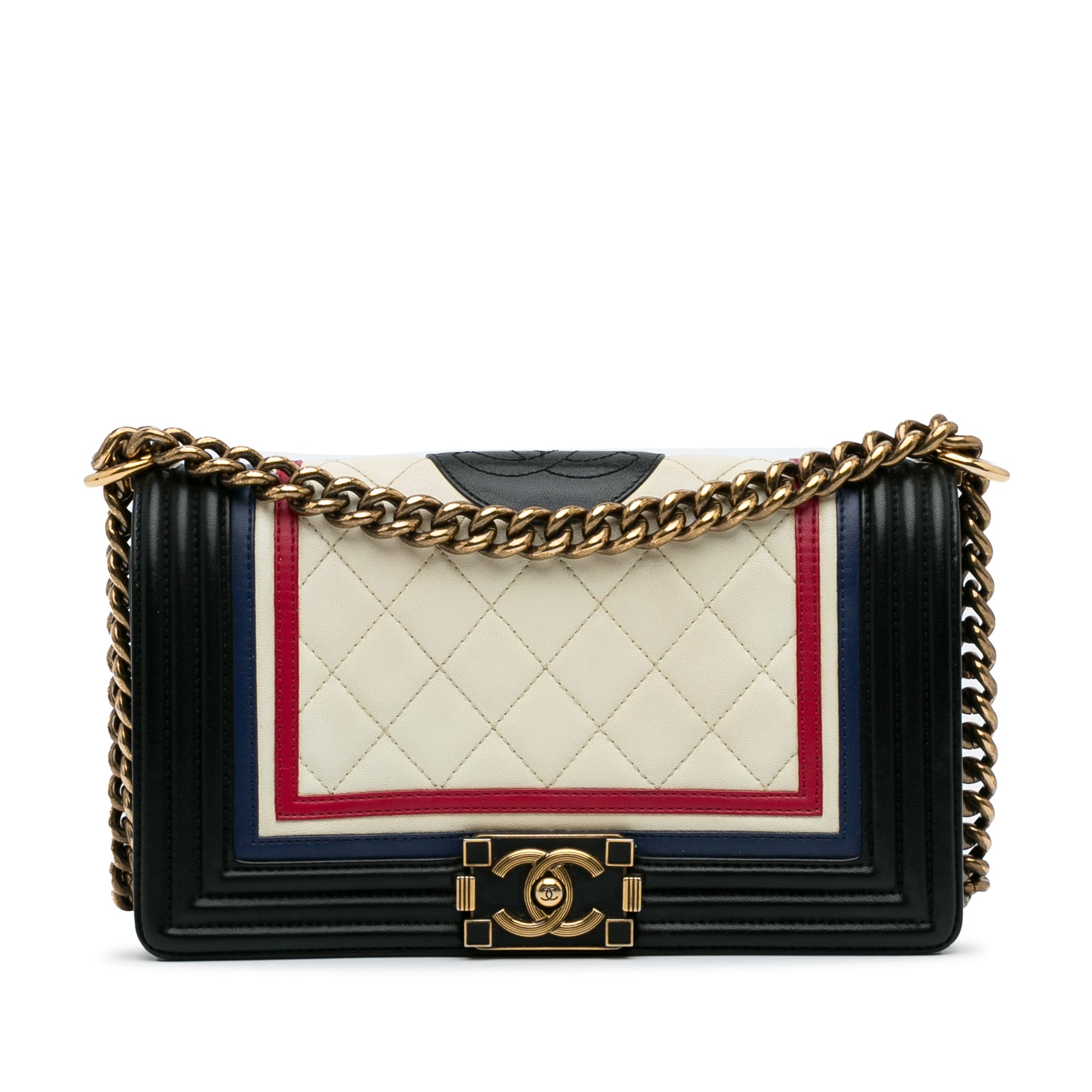 Chanel | Pre-Owned Crest-Embellished Medium Boy Bag | WhiteBlack