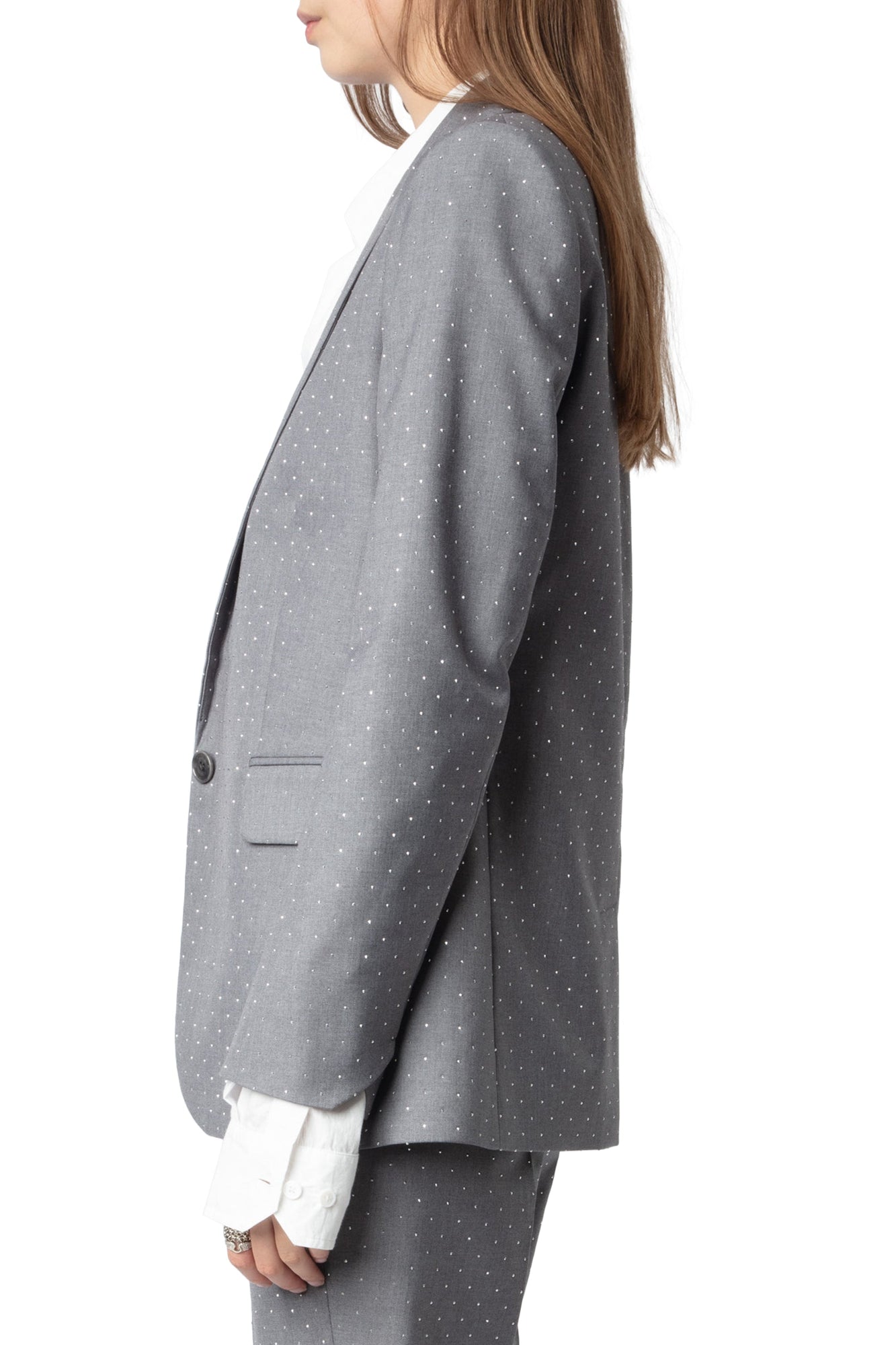 Vavy Tailleur Strass Show Blazer | Heather Grey