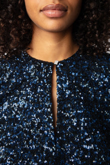 Rui Sequins Dress | Navy Blue
