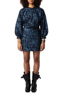 Rui Sequins Dress | Navy Blue