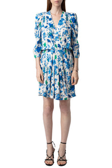 Ruz Crepe Garden Flowers Dress | Ecru