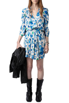Ruz Crepe Garden Flowers Dress | Ecru