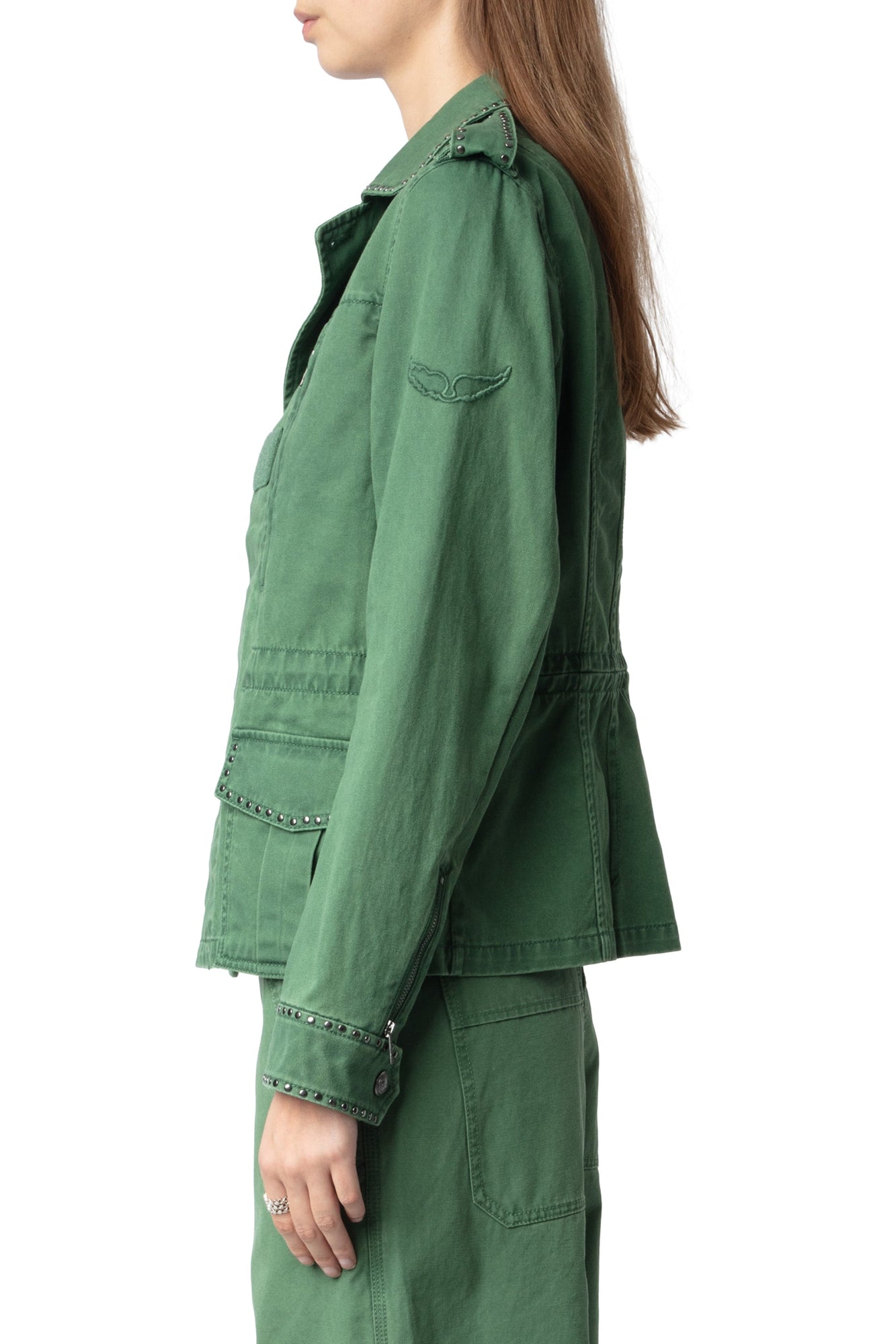 Klimi Coton Lave Studs Jacket | Coriander