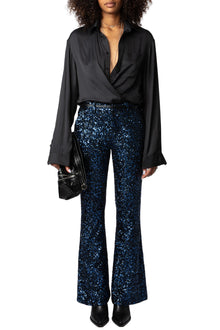Prevy Sequins Pants | Navy Blue