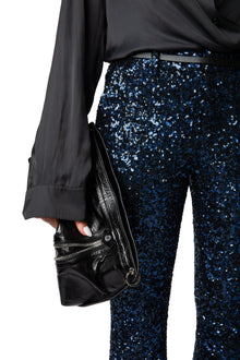 Prevy Sequins Pants | Navy Blue