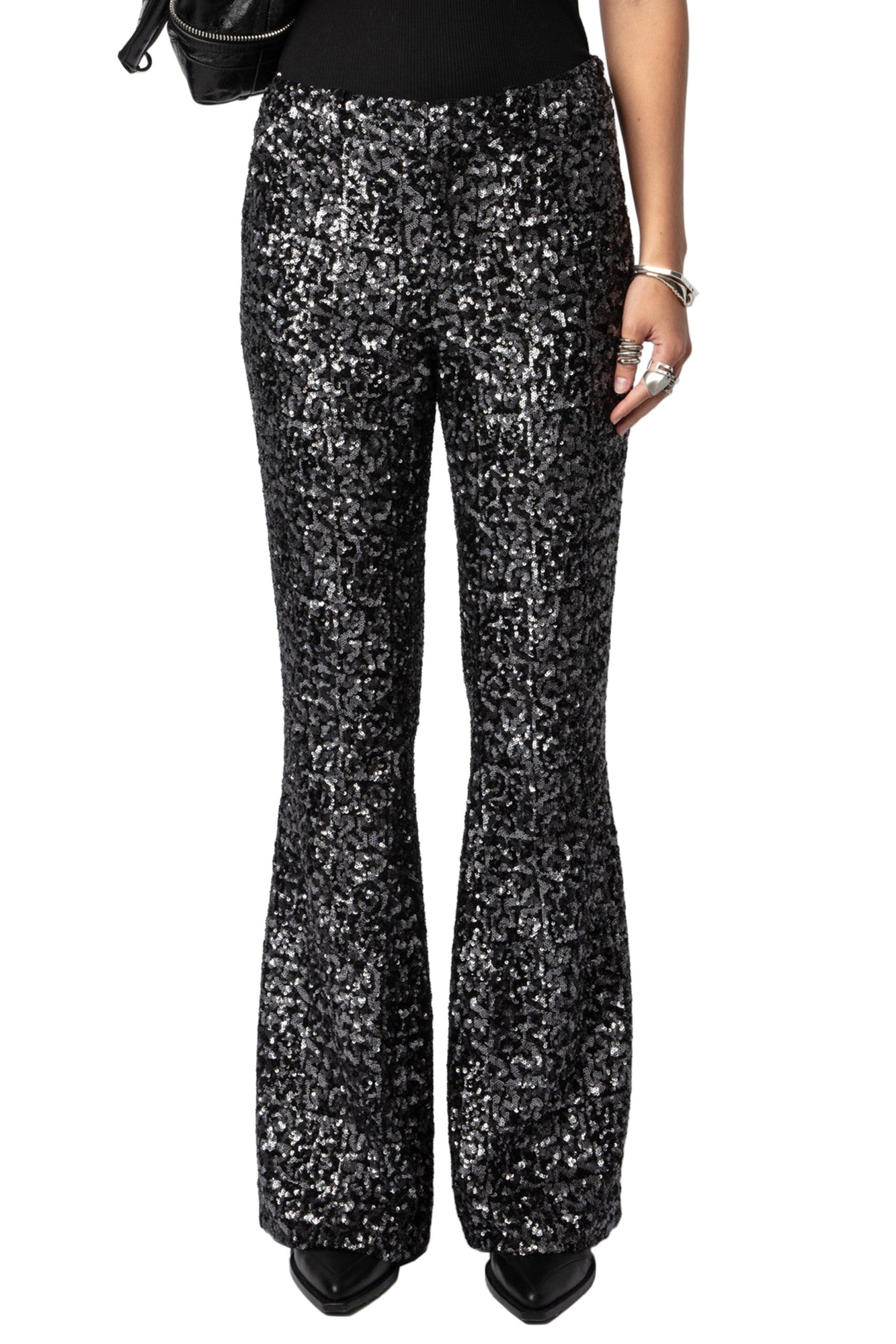 Prevy Sequins Pants | Black