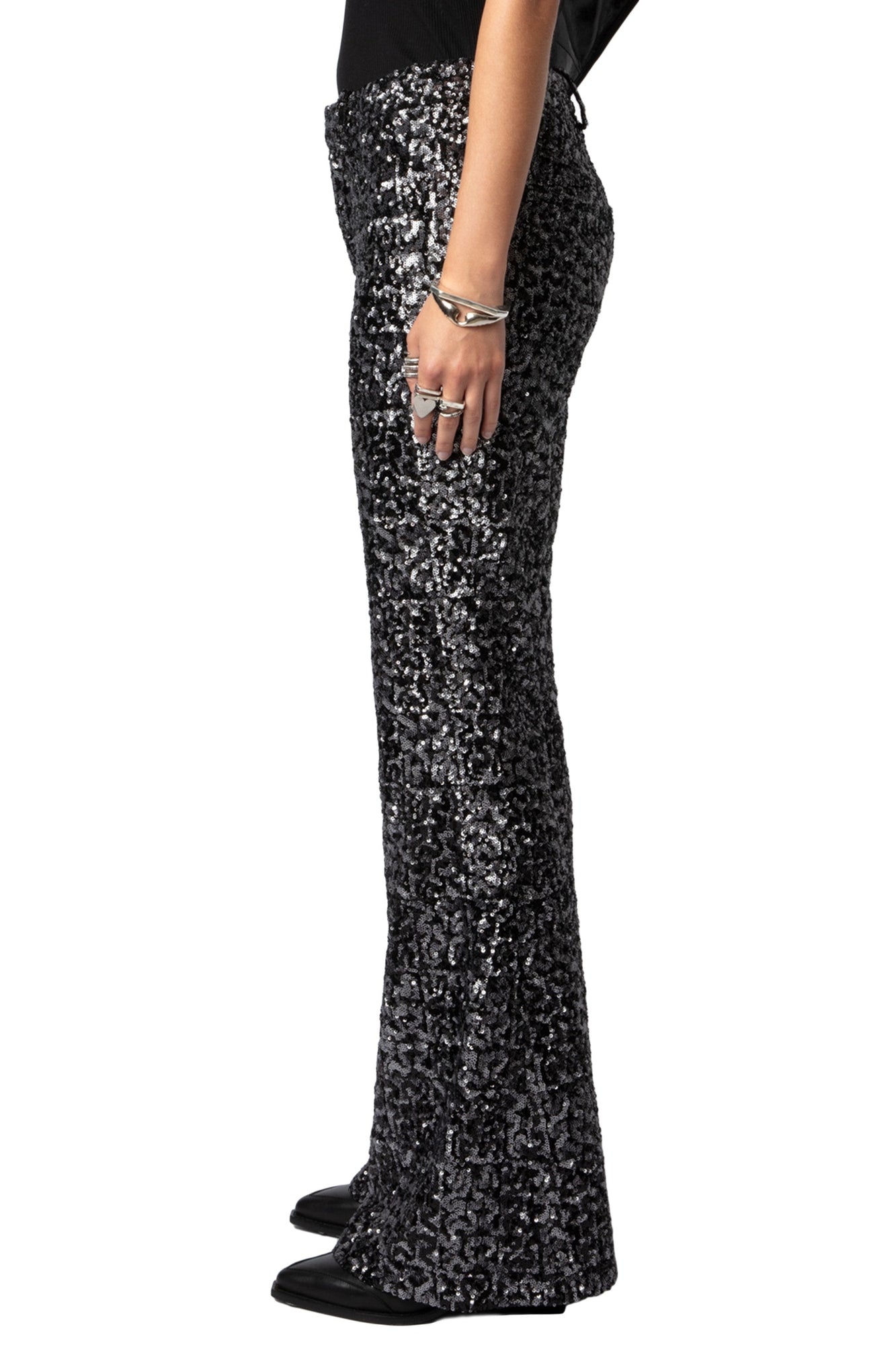 Prevy Sequins Pants | Black