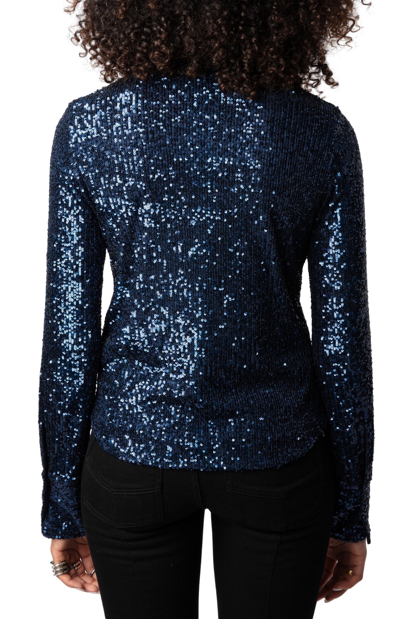 Tawny Sequins Shirt | Navy Blue