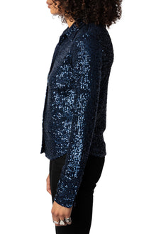 Tawny Sequins Shirt | Navy Blue