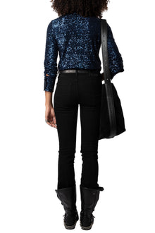 Tawny Sequins Shirt | Navy Blue