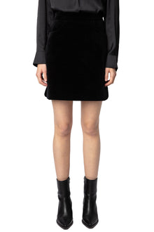 Jinette Velvet Skirt | Black