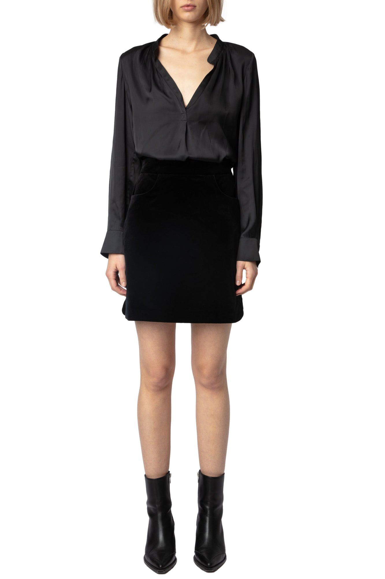 Jinette Velvet Skirt | Black