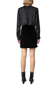 Jinette Velvet Skirt | Black