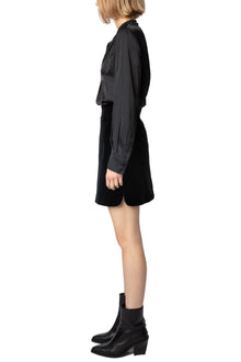 Jinette Velvet Skirt | Black