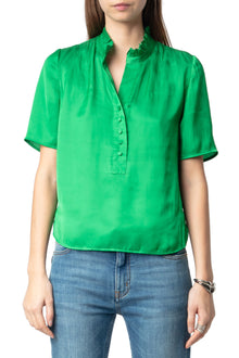 Topher Satin Top | Grass