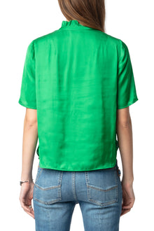 Topher Satin Top | Grass