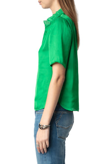 Topher Satin Top | Grass