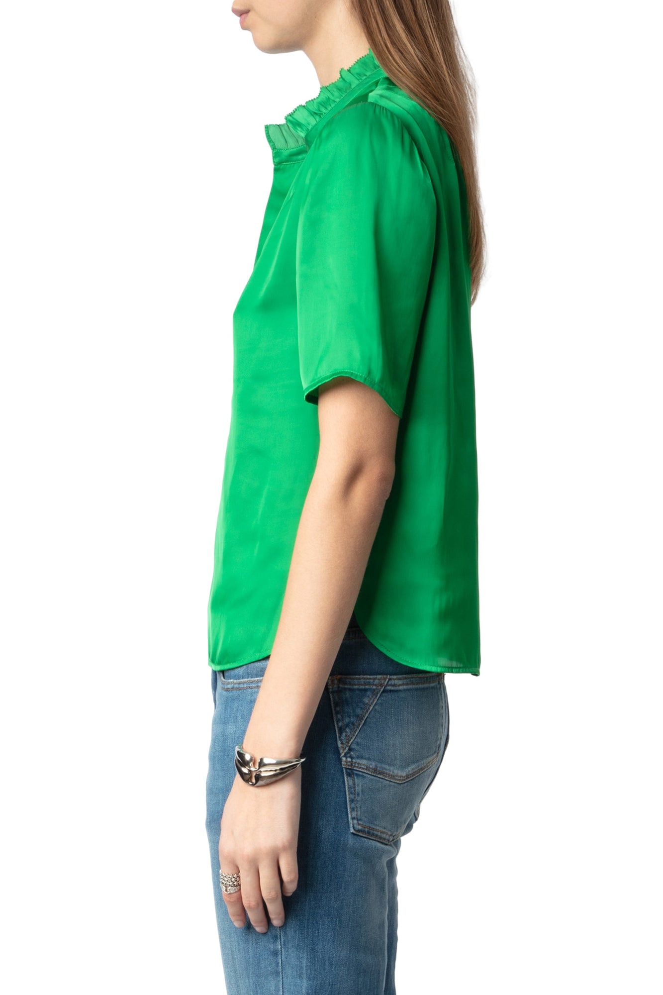 Topher Satin Top | Grass