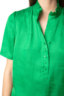 Topher Satin Top | Grass