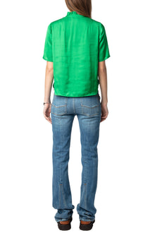 Topher Satin Top | Grass