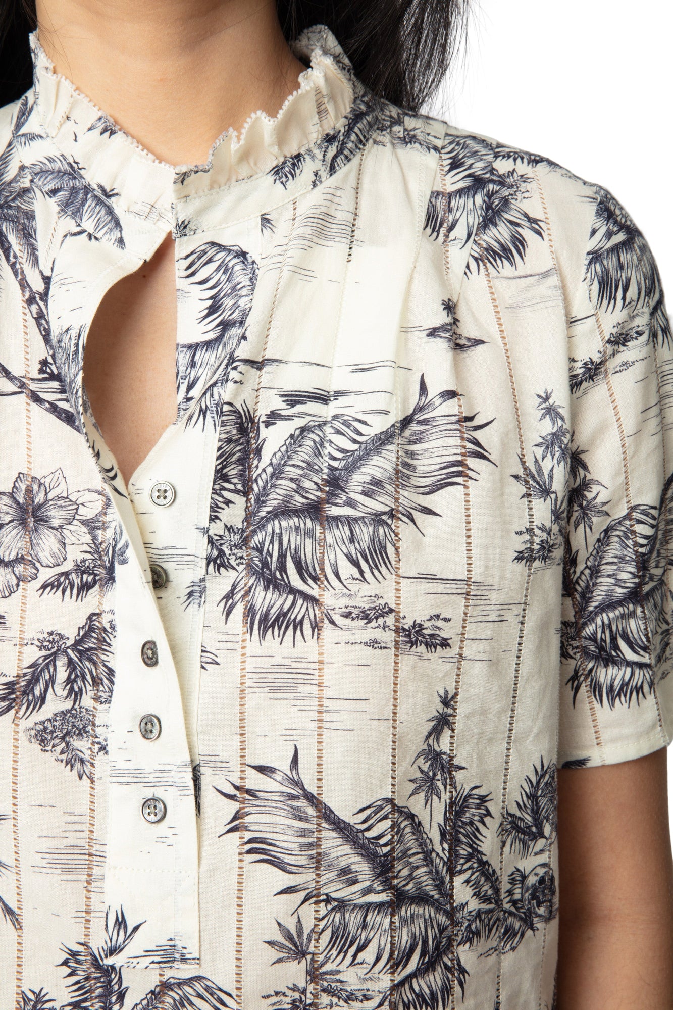 Topher Coton Tropical Island Top | Ecru