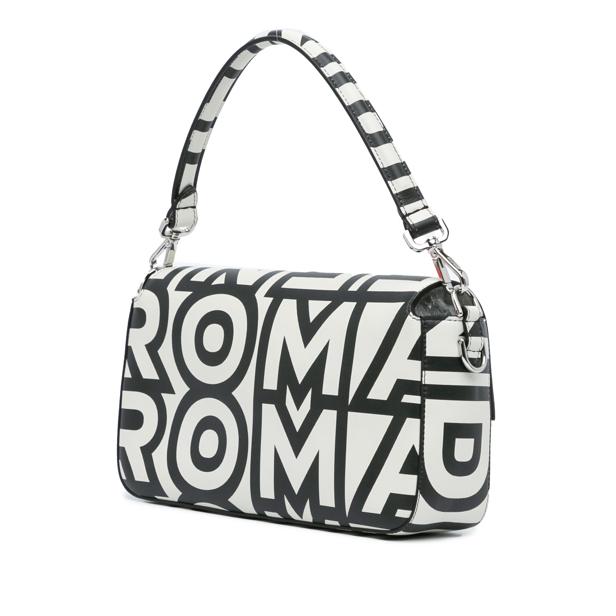 Fendi | Pre-Owned Marc Jacobs Nappa Vitello King Logo Print Baguette Phone Pouch Satchel | White