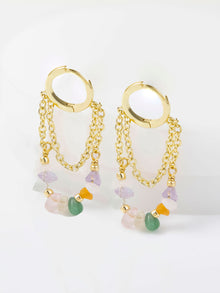 Kaleidoscope Beaded Hoop Earrings | Natural Gemstone | 14K Gold Plated Brass