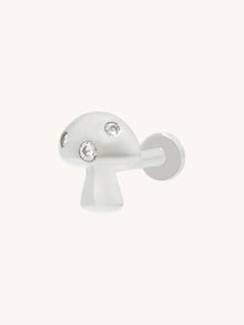 Mushroom Flat Back Earring | 5A Grade Cubic Zirconia | Silver Rhodium Plated Brass