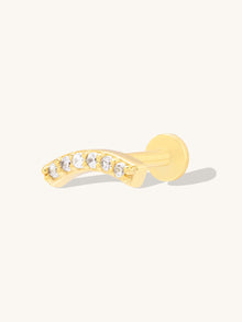 Pave Curve Flat Back Earring | 5A Grade Cubic Zirconia | 14K Gold Plated Brass