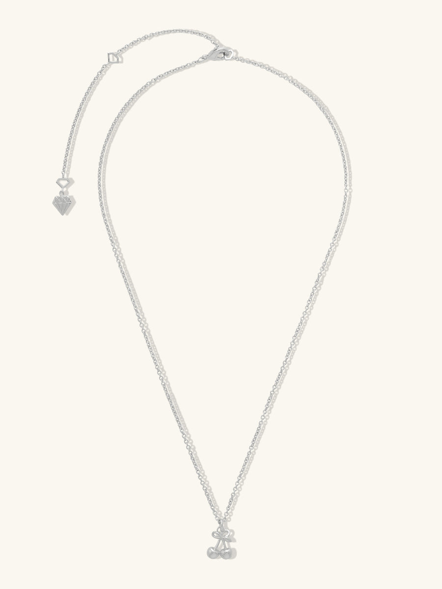 Cherry Necklace | Silver Rhodium Plated Brass