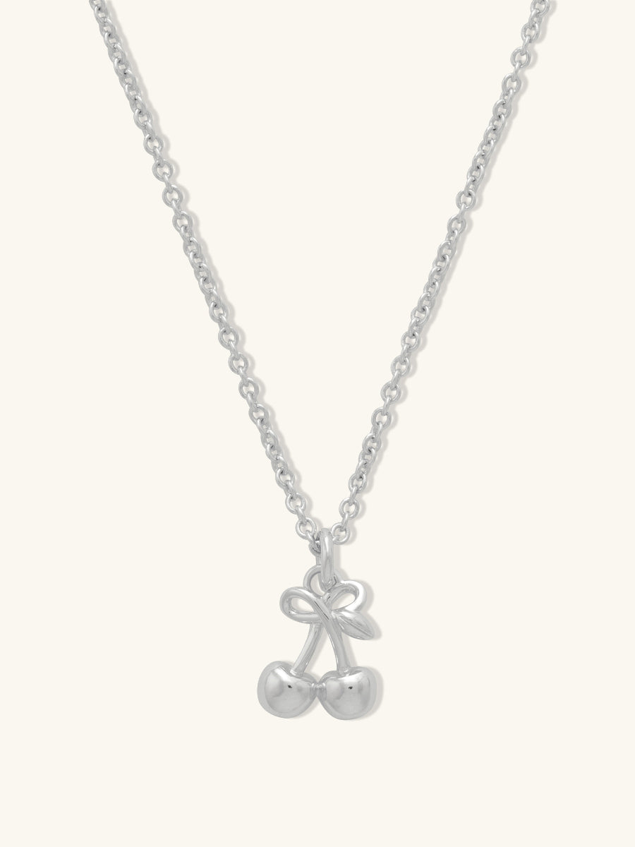 Cherry Necklace | Silver Rhodium Plated Brass