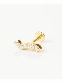 Wave Pave Flat Back Earring | 5A Grade Cubic Zirconia | 14K Gold Plated Brass