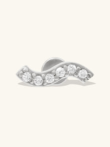 Wave Pave Flat Back Earring | 5A Grade Cubic Zirconia | Silver Rhodium Plated Brass